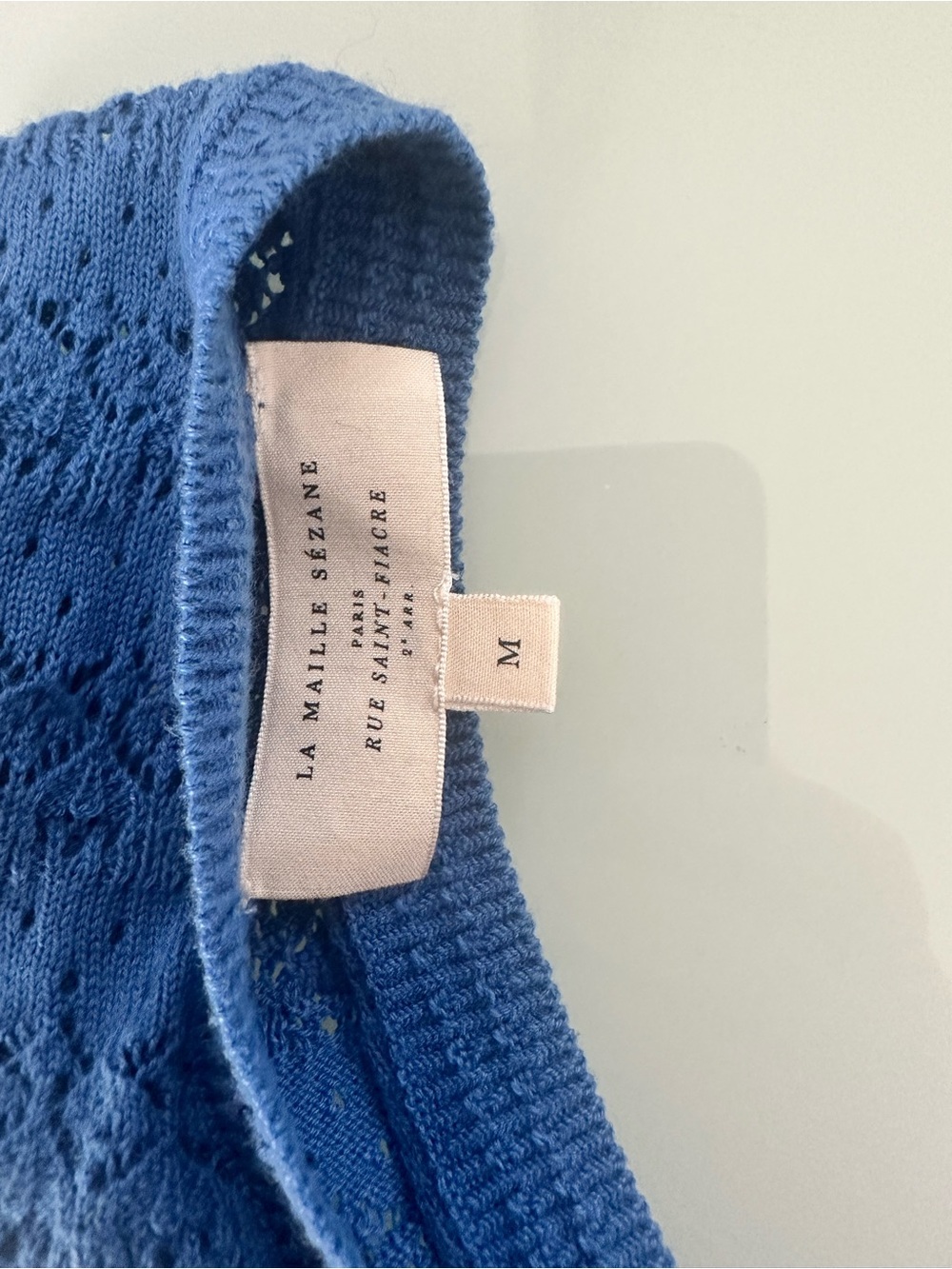 Sezane Blue V-Neck Textured Knit Sweater - Picture 5 of 8